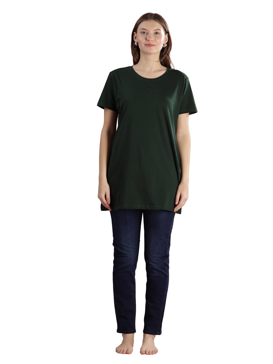 9shines Label Cotton Plus Size Long T-Shirt Tunic | Hip Covering Regular Top Nightwear| Sleepshirt Lounge wear for Women with Pocket (M-7XL)