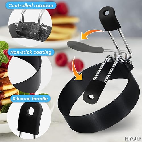 Miniatura 3 de Egg Rings for Frying Eggs - 2Pcs Round Egg Cooker Ring Egg Circles for Frying Eggs Egg Molds Fried Egg Cooker Ring - Egg Mold for Breakfast