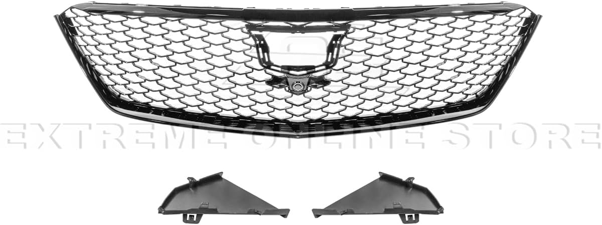 Replacement For 2025-Present Cadillac CT5 Models | CT5-V Blackwing Style ABS Plastic - PAINTED GLOSSY BLACK Front Bumper Upper Grille Insert Vent Cover GRILL-1084-ABS
