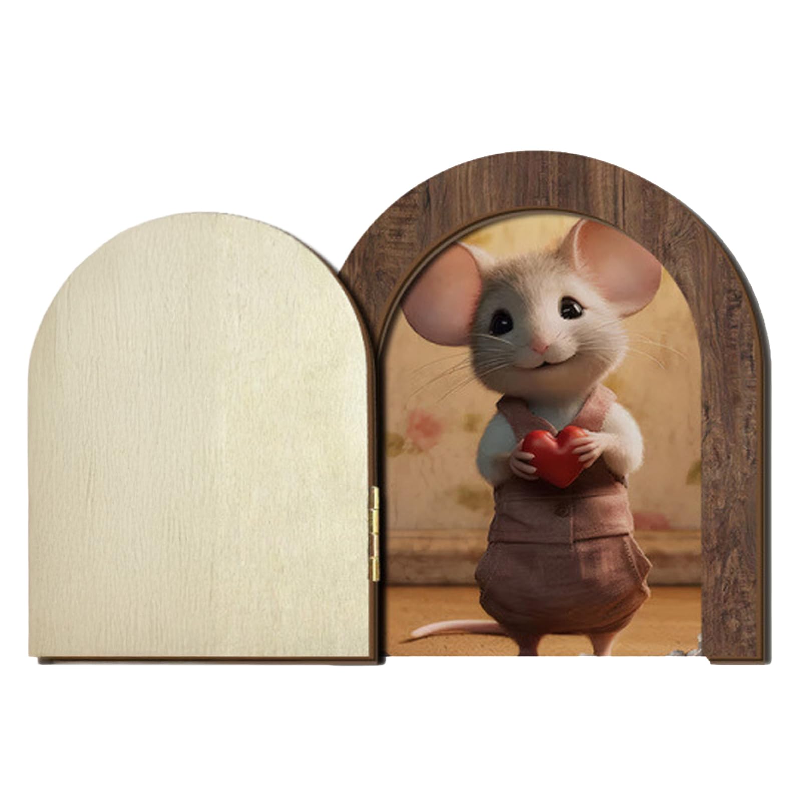 Pasisuu Wooden Mouse Sliding Door – Natural Wood Kids Interactive Toy, Fairy Tale Storybook Elf Room Decor for Children‘s Imaginative Play J