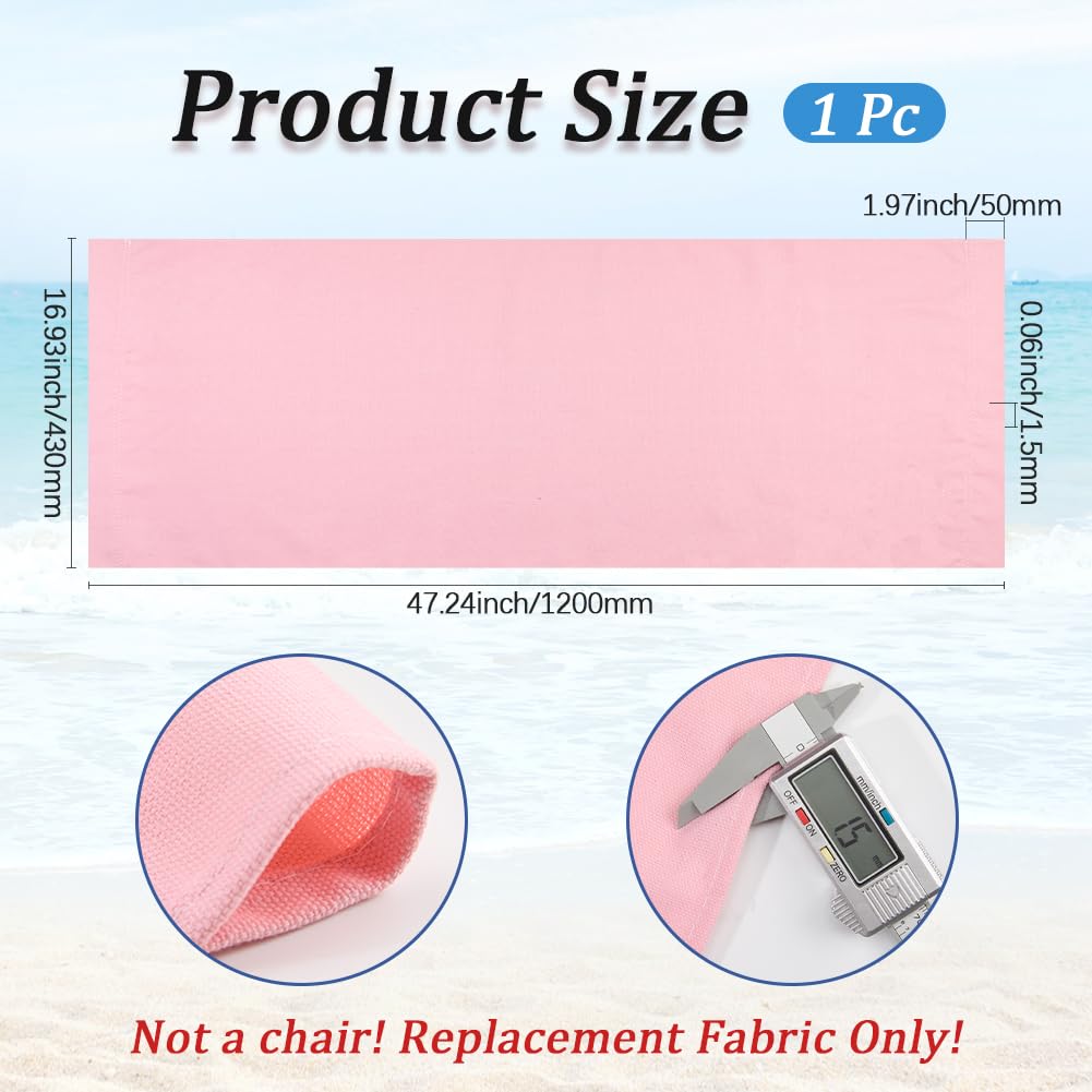 GORGECRAFT 120X43cm Beach Sling Chair Replacement Canvas Outdoor Lounge Chairs Covers Replacements Pink Portable Reclining Sling Chair Fabric for Sunbathing Garden Courtyard Relaxation - Image 2