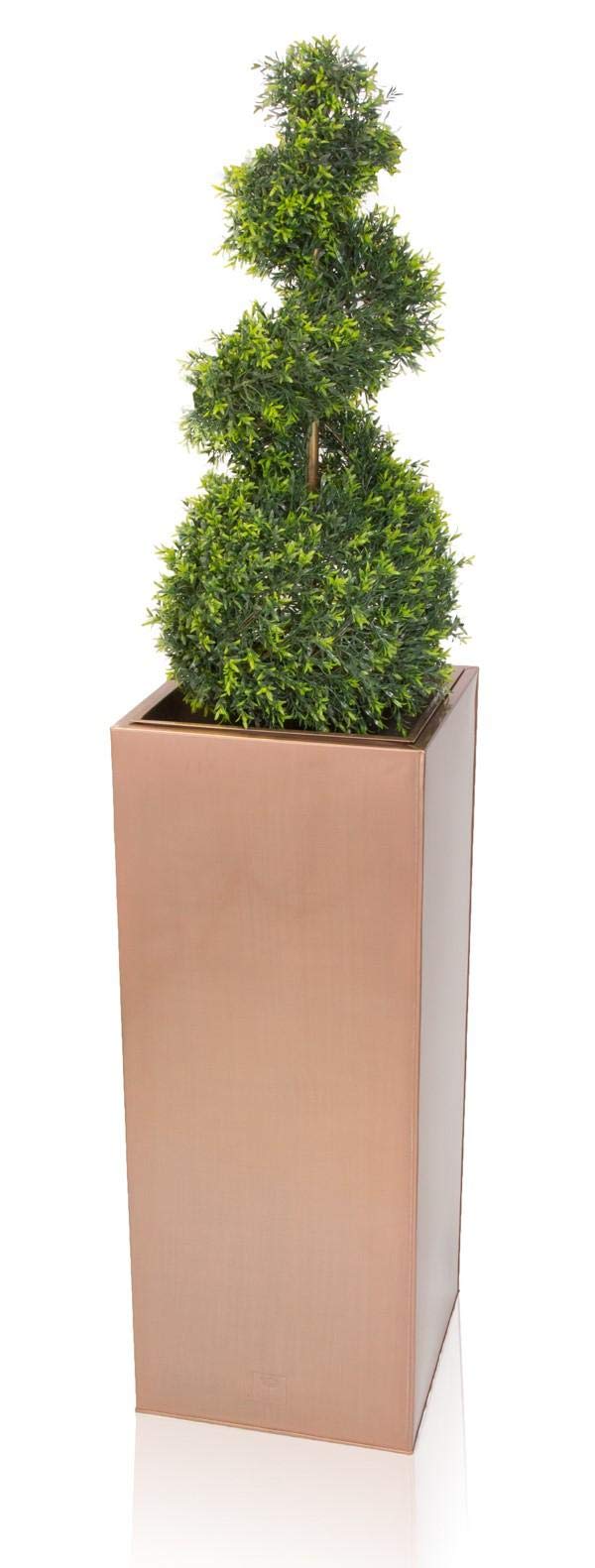 Primrose Large Zinc Galvanised Tall Cube Square Planter in Copper 50cm x 25cm (19.7in x 9.8in)