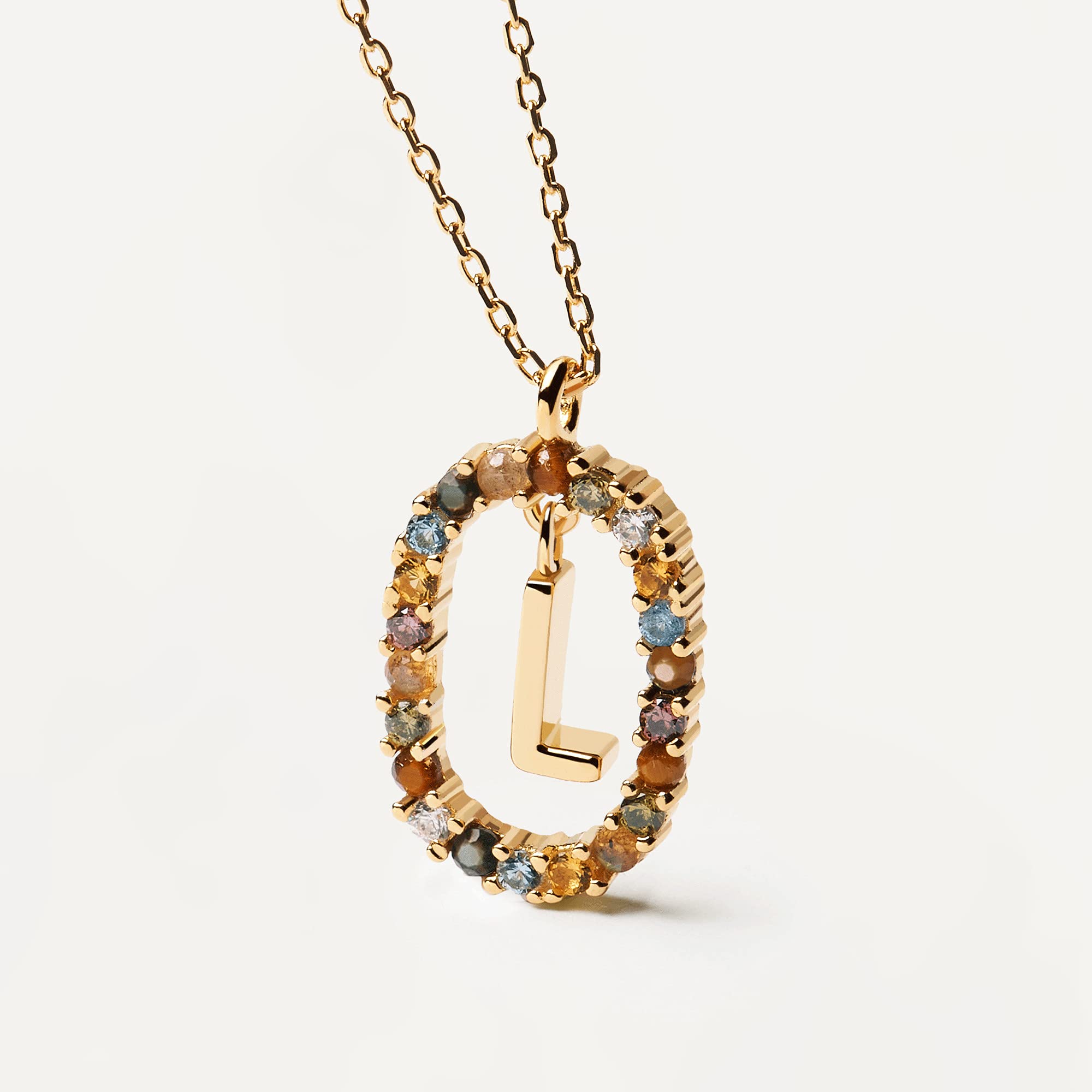 PDPAOLA - Collana con lettera L, in argento Sterling 925, placcato oro 18 carati, gioiello da donna