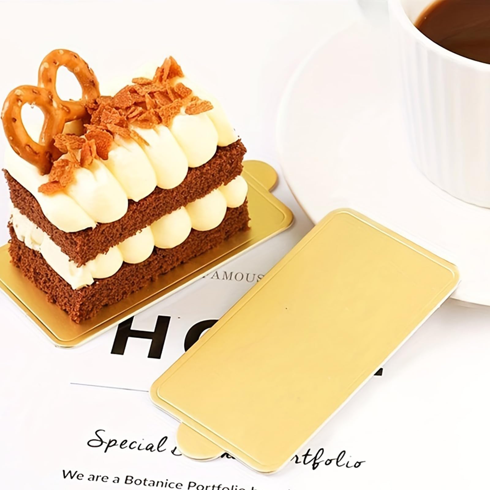 300 Goldene Mousse-Kuchenbretter Aus Pappe – Rechteckige Dessertteller Für Cupcakes & Mini-Kuchen