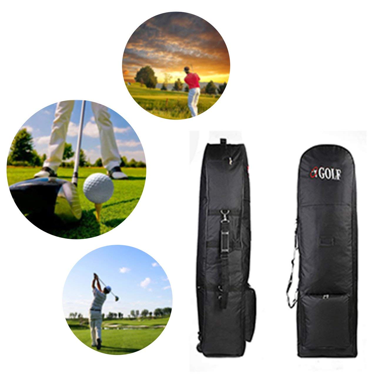 Housse de Protection de Voyage pour Sac de Golf Rembourré avec Roues en Nylon