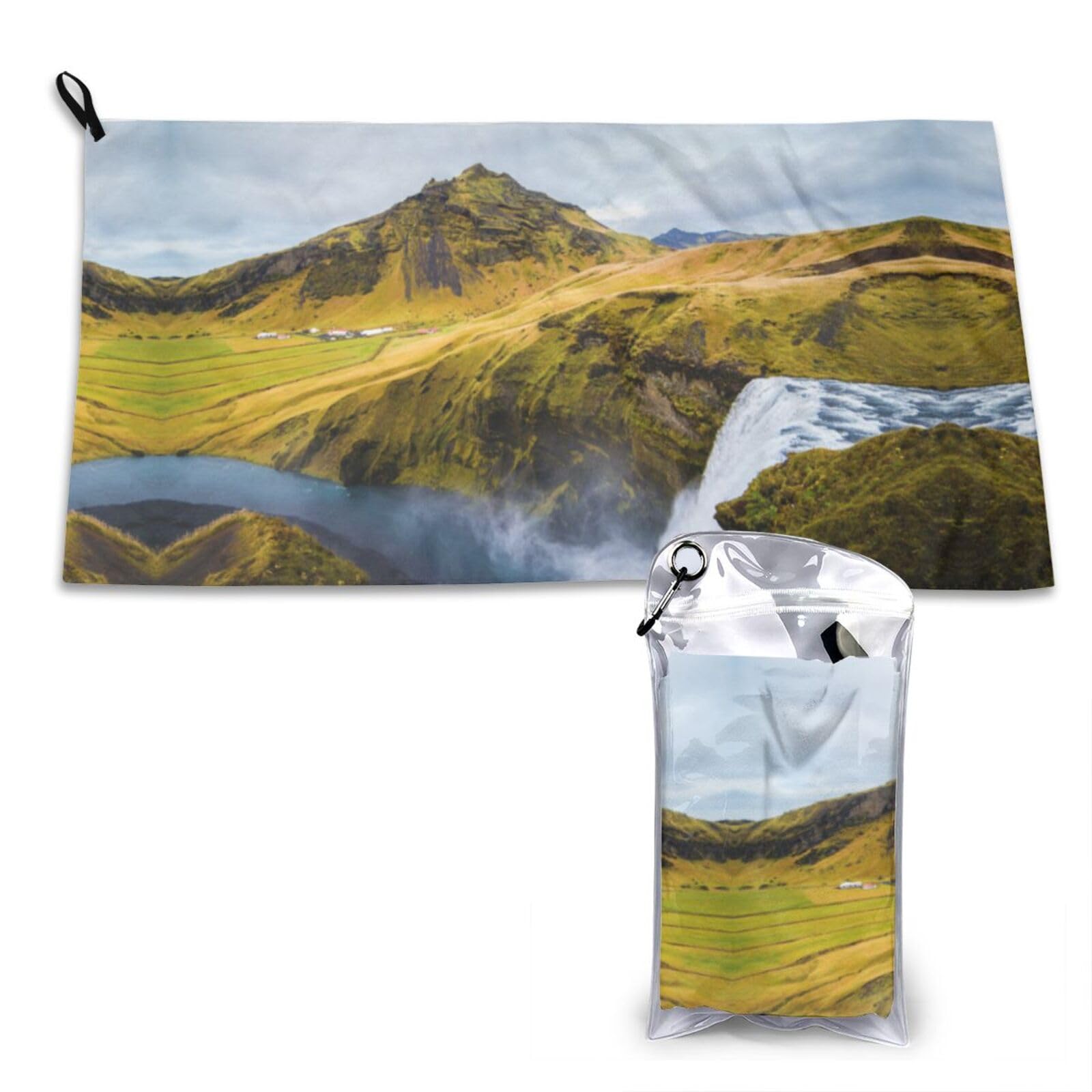 WXWJSHMGC Mountain Waterfall Print Cooling Towel, Gym Towel,Cooling Towels For Neck, Soft Breathable Travel Cool Towel,Sports Towels For Gym,Camping