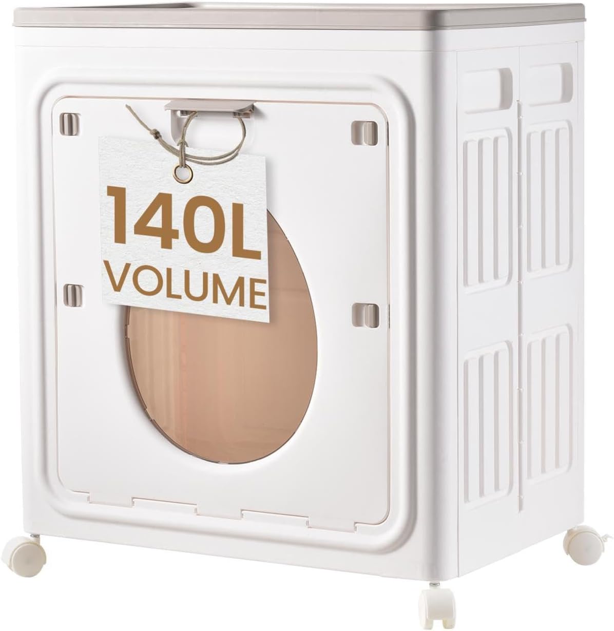 Laundry Hamper with Wheels 36.98 Gallon, Foldable Storage Bin with Lid, Stackable Clothes Organizer with Clear Window for Bedroom, Bathroom & Apartment Use