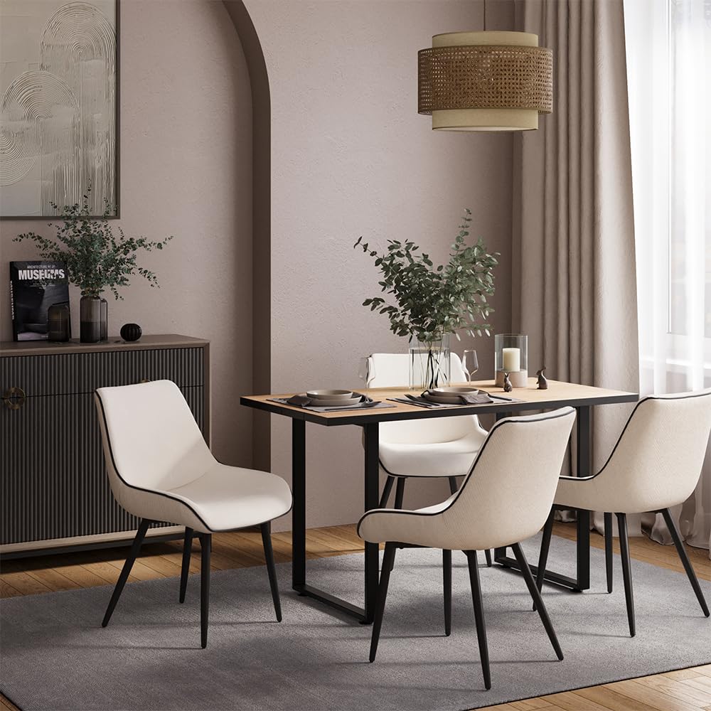 Vicco Table de Salle à Manger Livorno, Chêne Noir/Force de l'or, 140x70cm