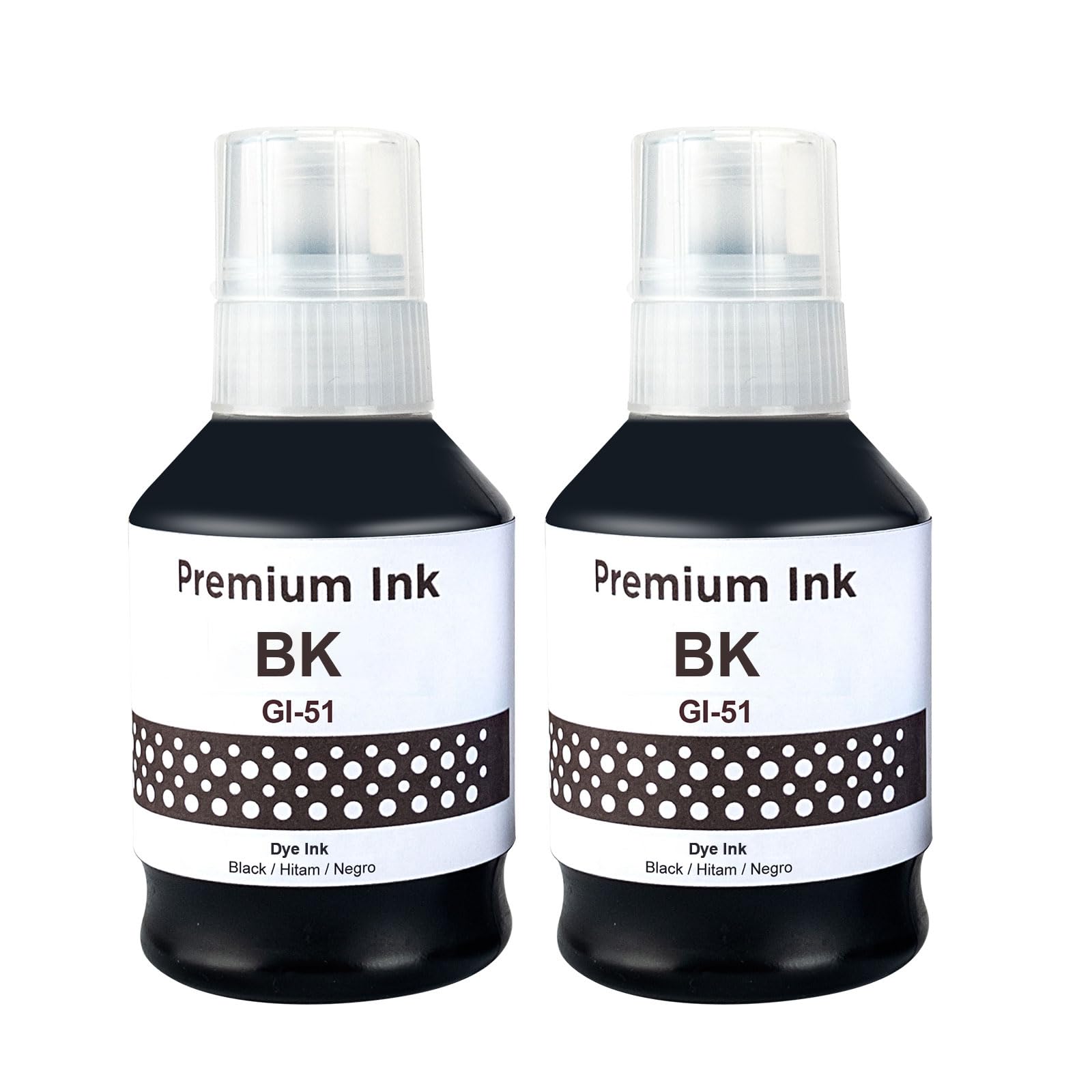 GI51 GI-51 Ink Bottles Compatible with Canon GI-51BK Ink Bottle for Pixma G1520 G1530 G1560 G2520 G2560 G2570 G3520 G3560 G3570 G3590 G4570 (2-Pack, Black)