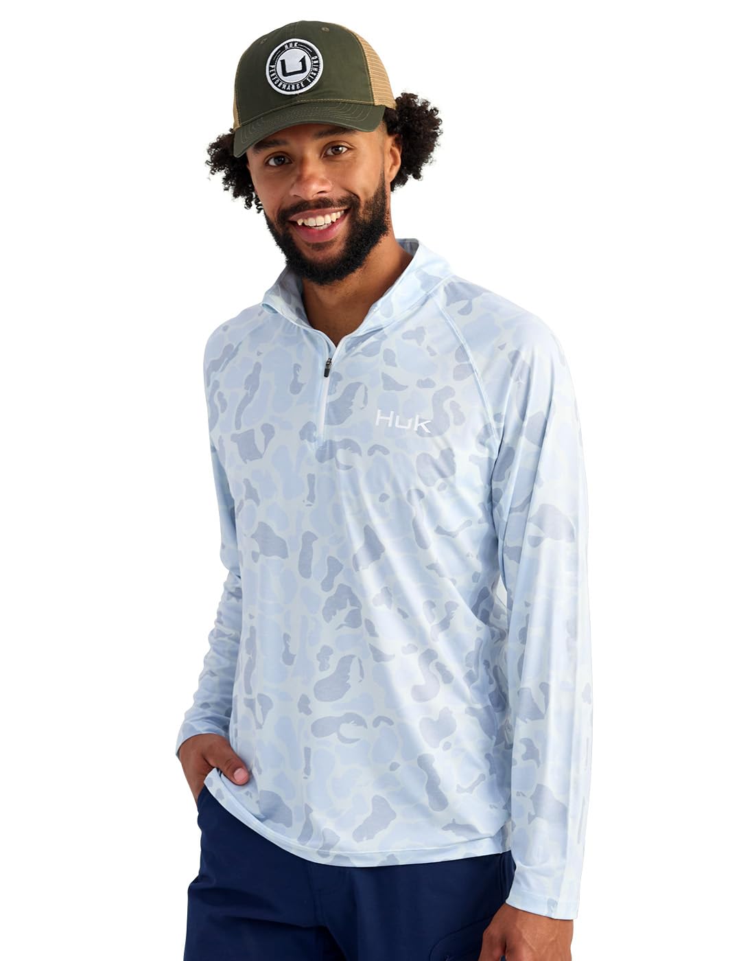 HUK Men's Airweight 1/4 Zip, Lightweight Performance Long Sleeve Pullover With Upf Sun Protection
