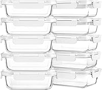 Vista 8 de M MCIRCO Paquete de 10, recipientes de vidrio de 22 onzas para preparación de comidas, recipientes de vidrio para almacenar alimentos con tapas