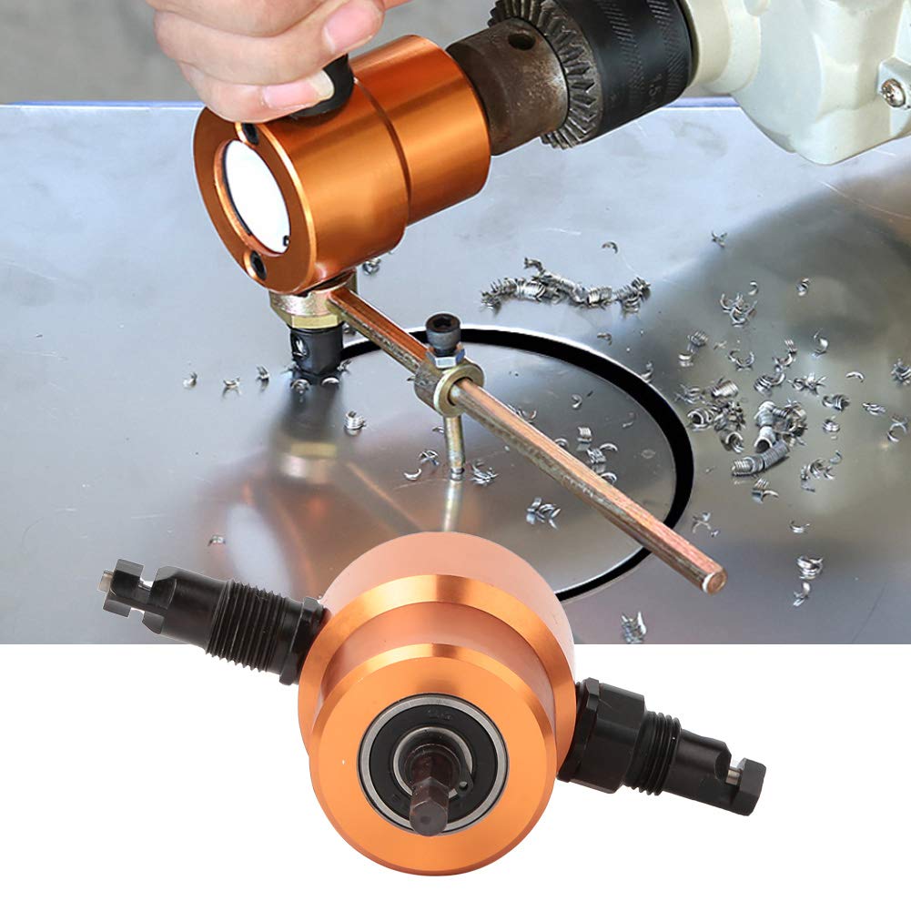 Double Head Sheet Metal Cutter, 360°Double Head Sheet Metal Cutter Versatile Nibbler Drill DIY Cutting Car Repairing Tool for Straight Curve and Circle Cutting