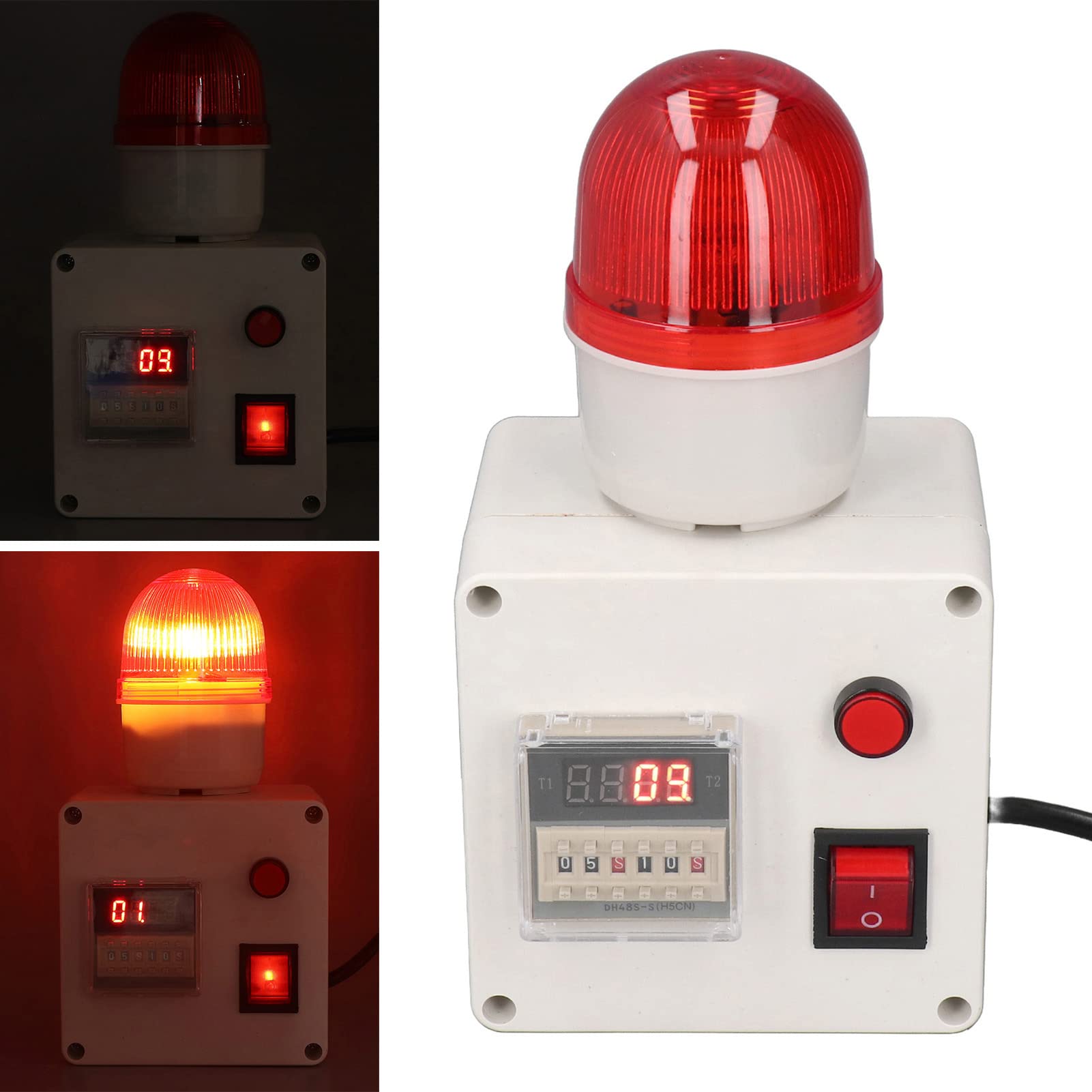 Fafeicy Sirena con Timer Ciclo di Allarme Sonoro Industriale 90-110 Decibel Regolabile con Display a 6 Cifre per la Produzione, Trasformazione Alimentare, Prodotti Chimici, Medici
