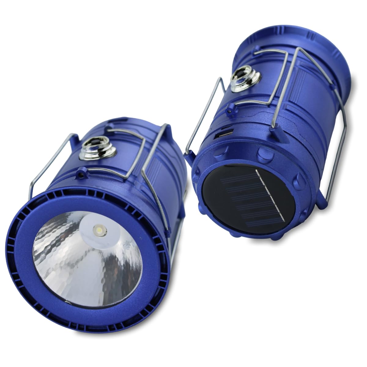 Domira Blue Solar & Usb Rechargeable Camping Lantern – Led Camping Light Portable Solar-Powered Lantern Torch For Hiking, Fishing, Power Cuts & Survival Kits (Blue)
