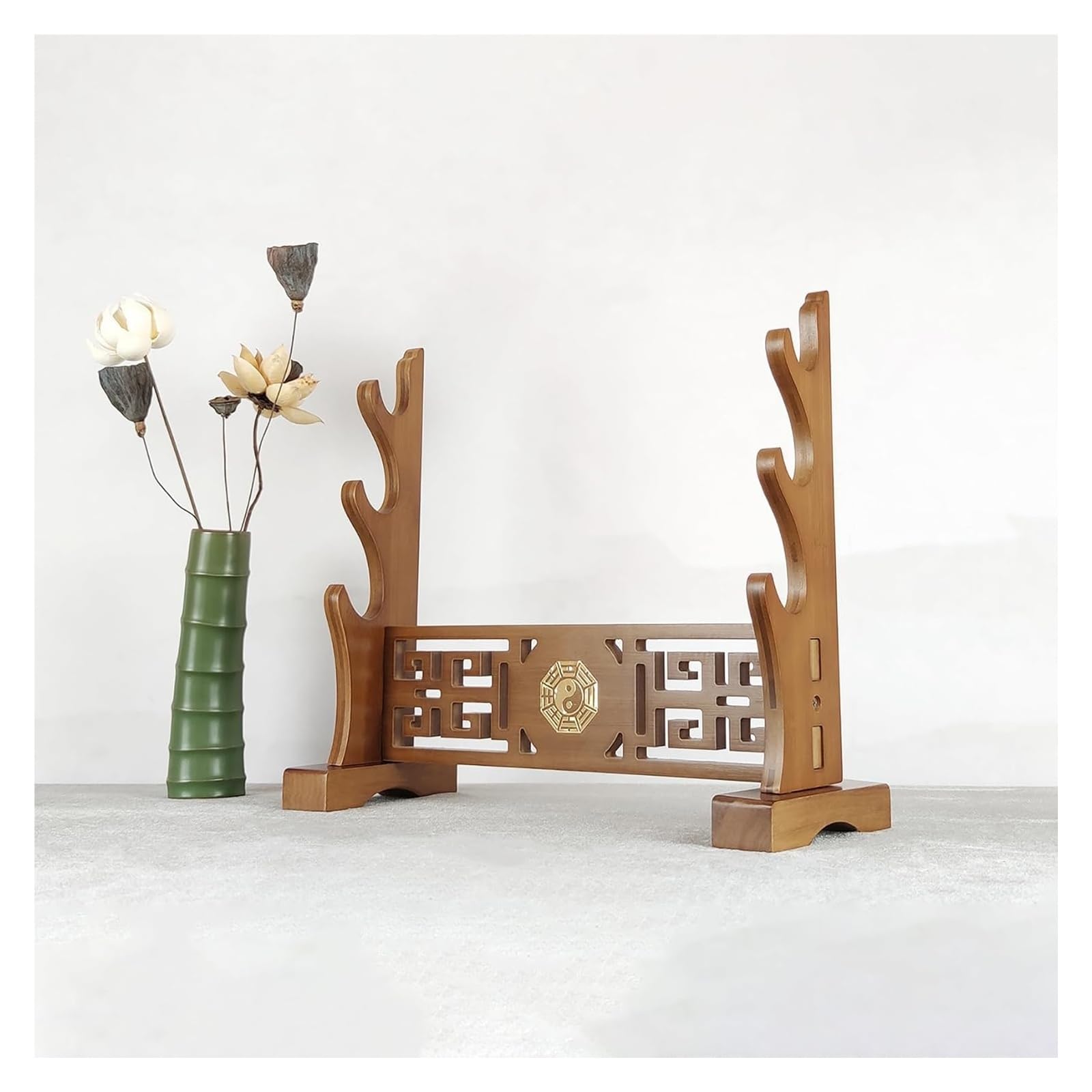 LYVQZPWLR Sword Katana Holder Stand， Bamboo Samurai Sword Rack, Brown, 1-3 Tier, Display Stand(Brown-3,34.5cm)