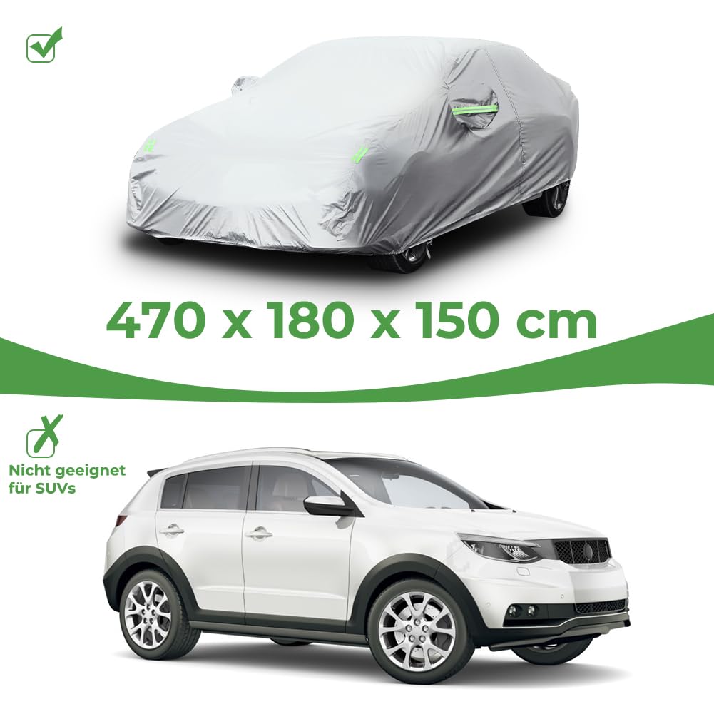 LOETAD Funda de Coche Exterior Cubierta de Coche Impermeable Antipolvo y Rasguño Universal 470x180x150cm
