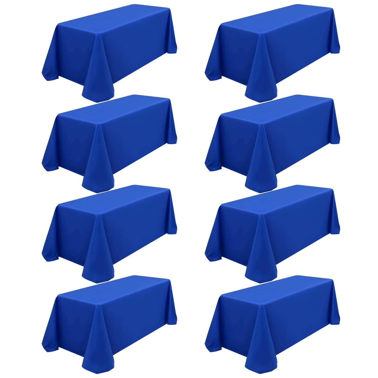 8 Pack Royal Blue Rectangle Tablecloth 90 x 156 in Polyester Tablecloth for 8 Ft Rectangle Tables, Stain and Wrinkle Resistant Washable Fabric Table
