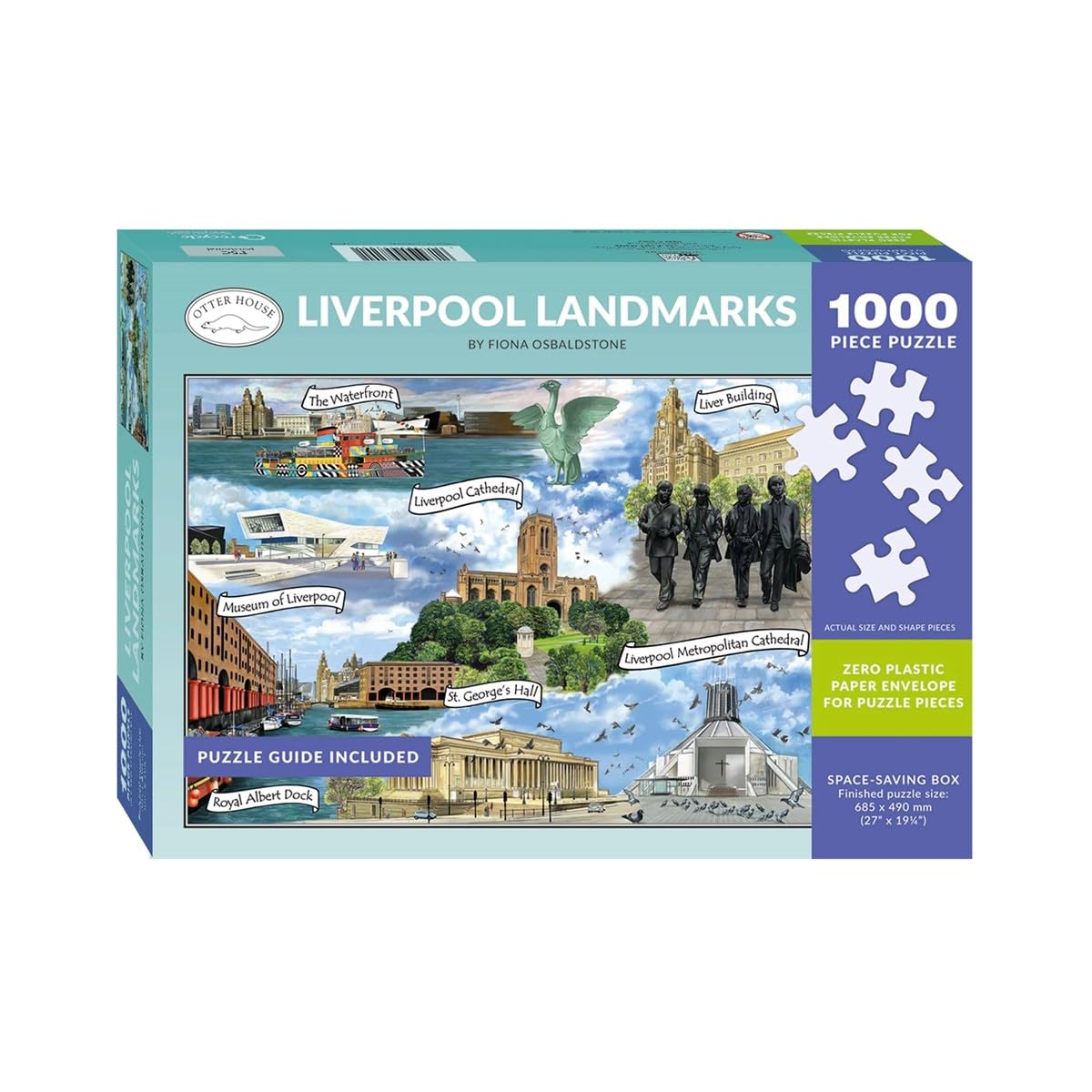 Liverpool Landmarks 1000 Piece Jigsaw Puzzle for Adults | Otter House Gift | Featuring Royal Albert Dock, Liverpool Cathedral & The Waterfront