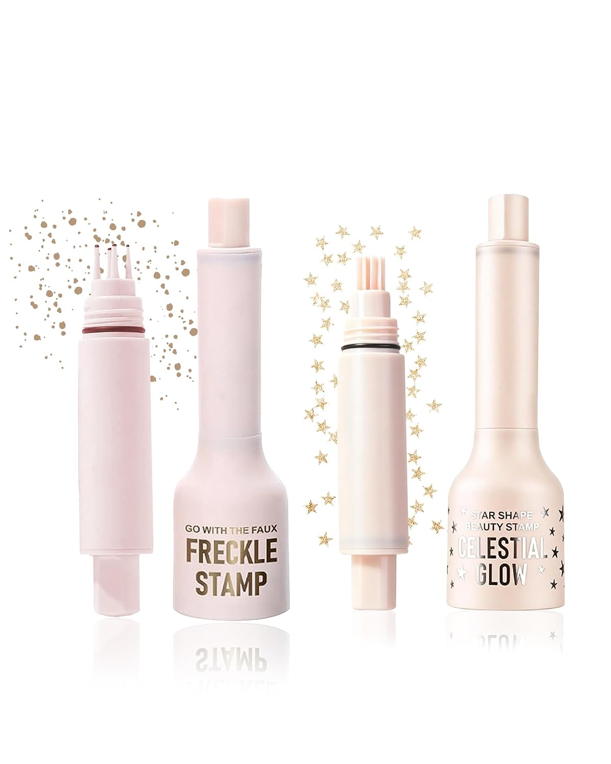 Glitter Star Freckle Stamp Pen,Glitter Gold Liquid Faux Freckle Face Makeup