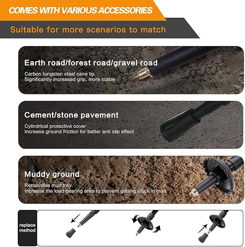 Miniatura 8 de Bastones de senderismo para senderismo, colores macarrones, paquete de 2 unidades, ajustables, plegables para senderismo o caminar, palos de