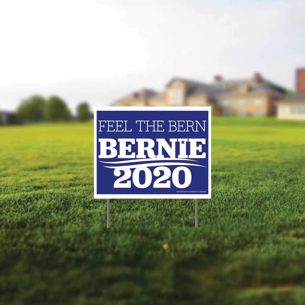 Bernie Sanders 2020 Bundle, Includes 11 Inch x 14 Inch Yard Sign with Stakes, Bernie 2020 Can Cooler and Bernie 2020 Decal