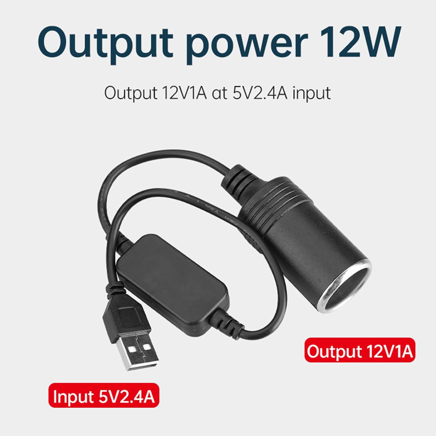 USB 5V to 12V Cigarettes Lighters Adapter USB 5V 2.4A to 12V 1A Step Up Car Cigarettes Lighters Socket Converters Cable image 3