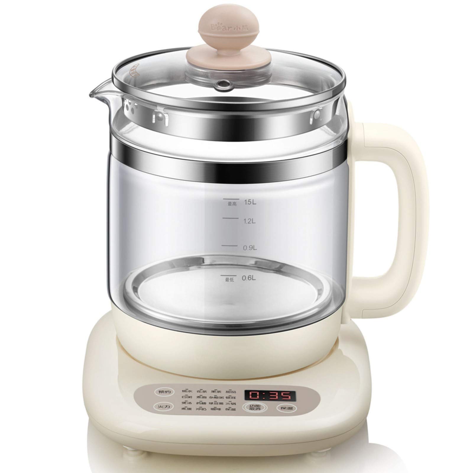 Electric kettle, 1.5L capacity glass health pot Multifunctional flower teapot Automatic electric stew bird's nest