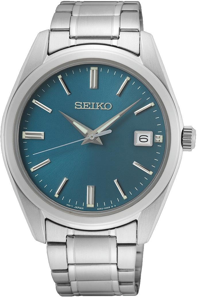 SEIKO SUR525P1 Quarz-Armbanduhr, silber/blau