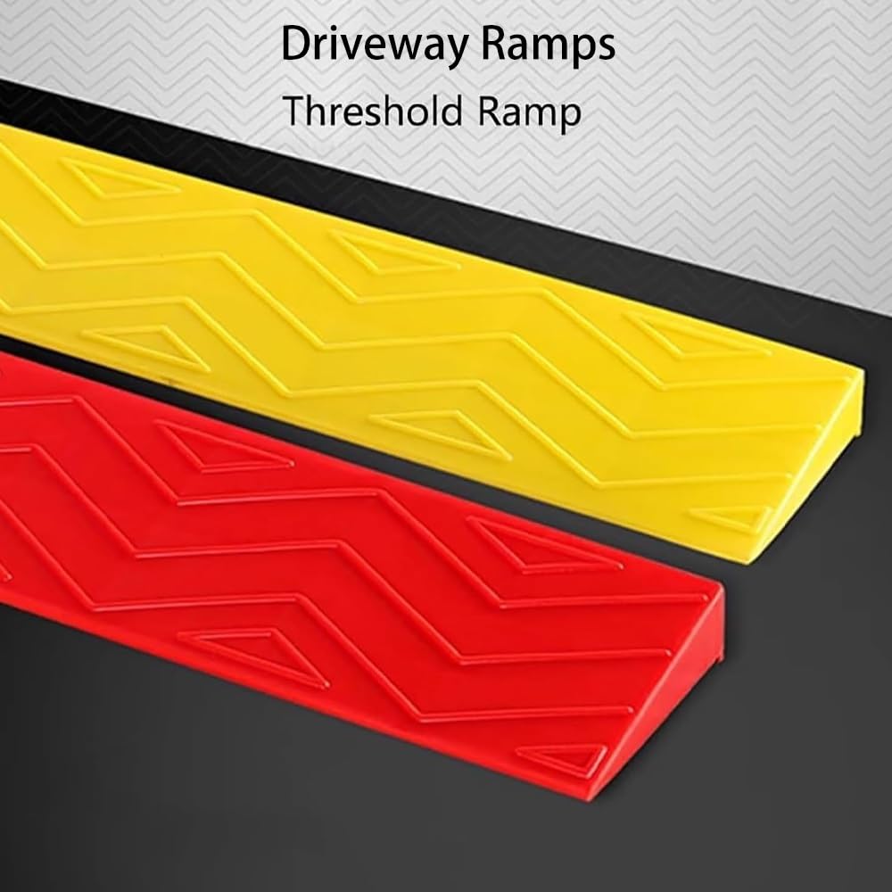 Rampe di Accesso in Plastica per Vialetti, Rampe per Soglia, Rampe di Carico per Auto, 100cmx10cmx3cm Rampe per Cordoli Portatili(Yellow,100cm*13cm*6cm)
