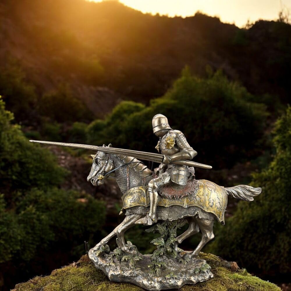 57 SPECIAL REPLICAS Rzeźba dekoracyjna figurka duży rycerz konny z lancą - figurka jako prezent do salonu, dekoracja figurki, dekoracja