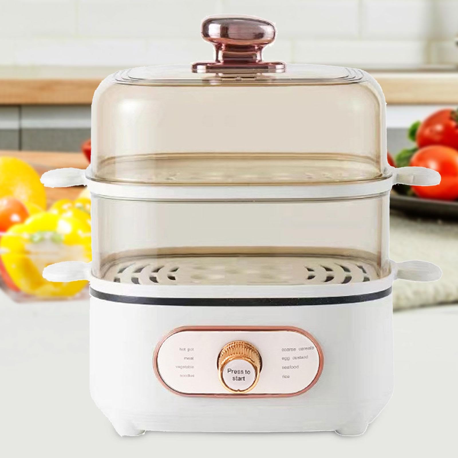 Vaporera Eléctrica para Verduras, 1200 W, Dos Niveles