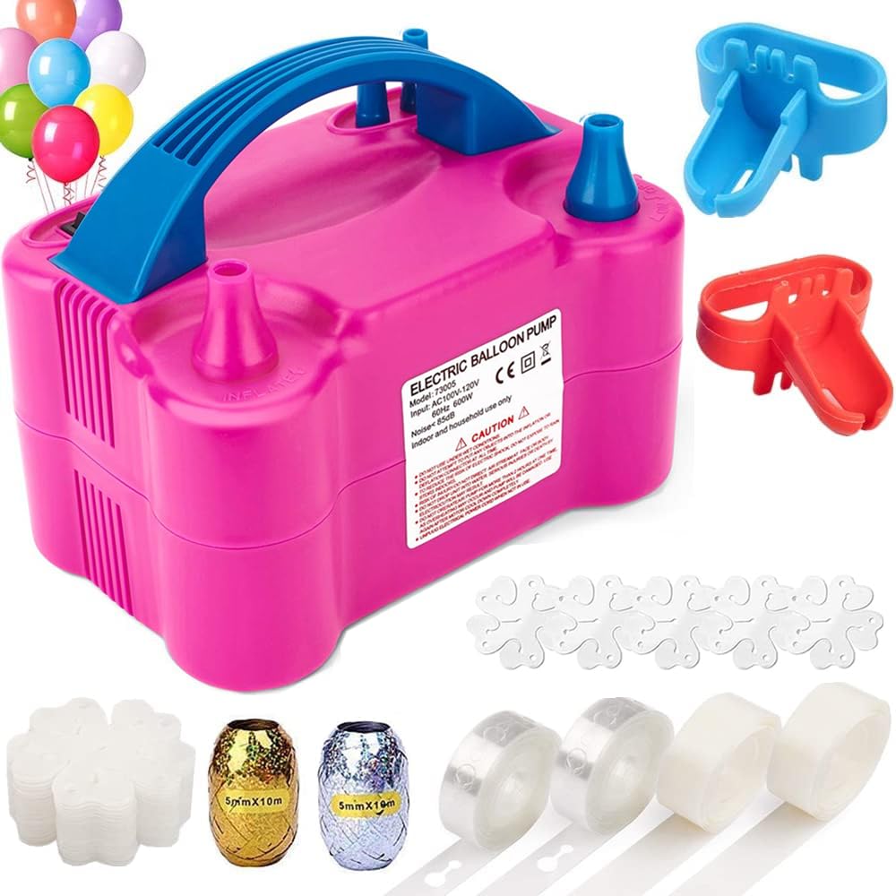 Balloon Pump, Portable Dual Nozzle Ballon Inflator Pump for Balloons 110V 600W Electric Air Pump Blower, Balloon Arch kit &Balloon Garland kit, Balloons for Parties/Birthday Balloons Set