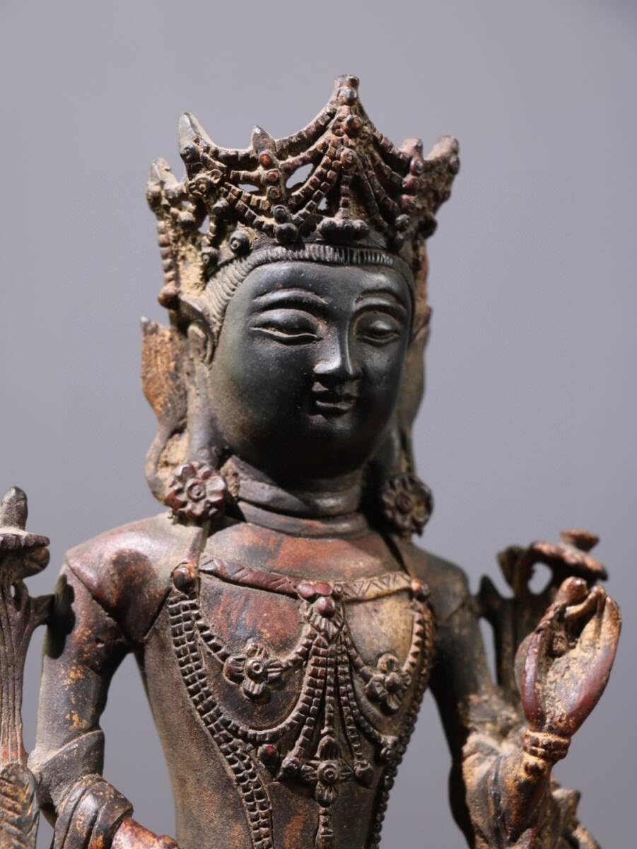 銅細工 八臂十一面観音像 仏像 装飾品 工芸品 美術品 置物 銅細工 八臂