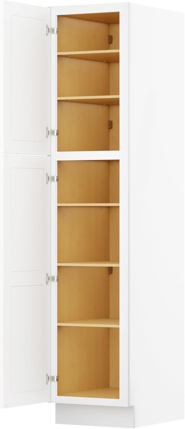 Furinno Shaker Utility Pantry Kitchen Cabinets, Storage Cabinet, Pantry Cabinet with 2-Doors, Ready to Assemble, 24 D x 18 W x 84 H, White