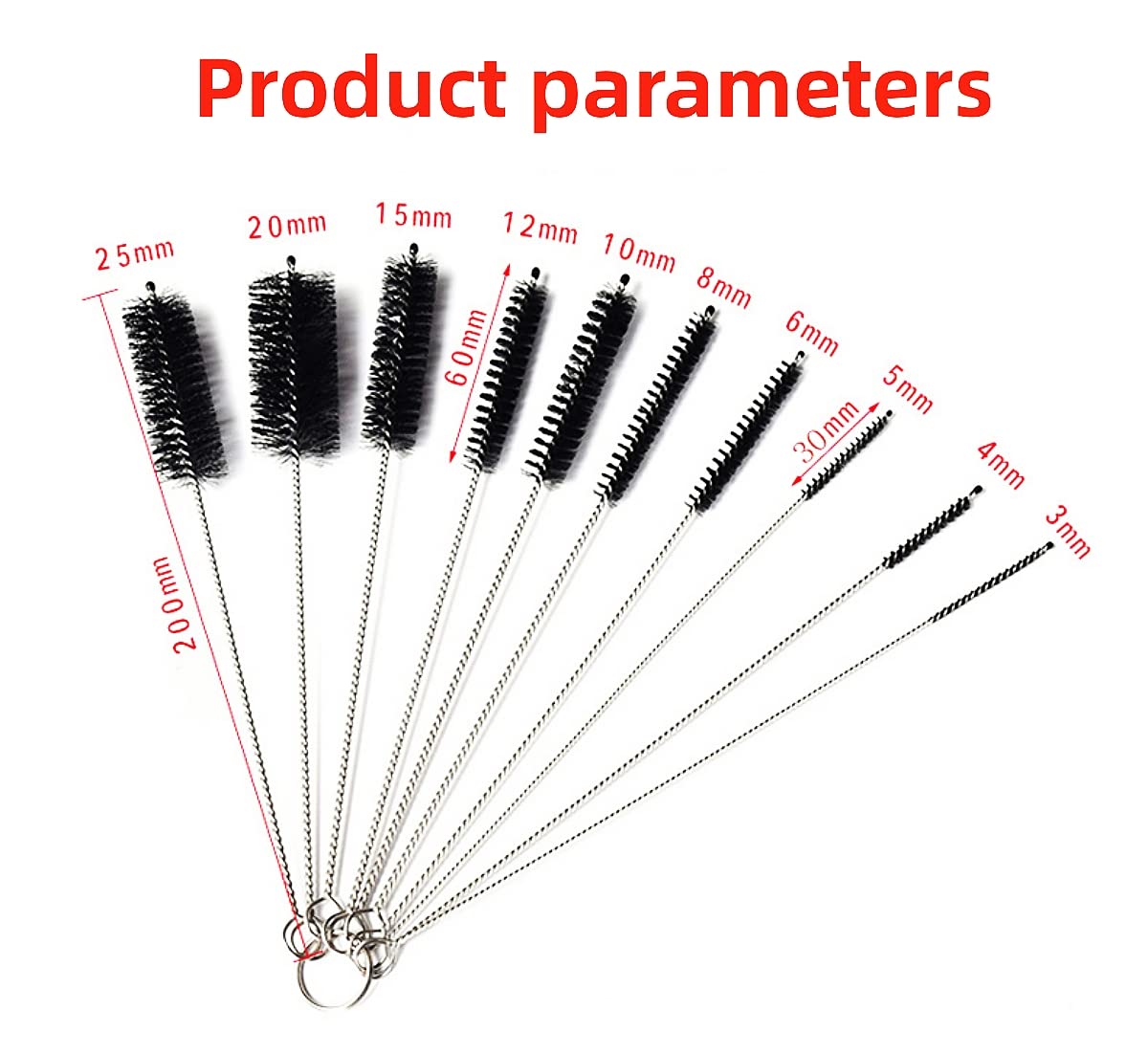 10 PCS Cleaning Bottle Brush Set Szczotki, Szczotki do czyszczenia rur, Nylon Szczotki do butelek, Szczotka do czyszczenia rur Rnsayo, Czajnik, Słomki