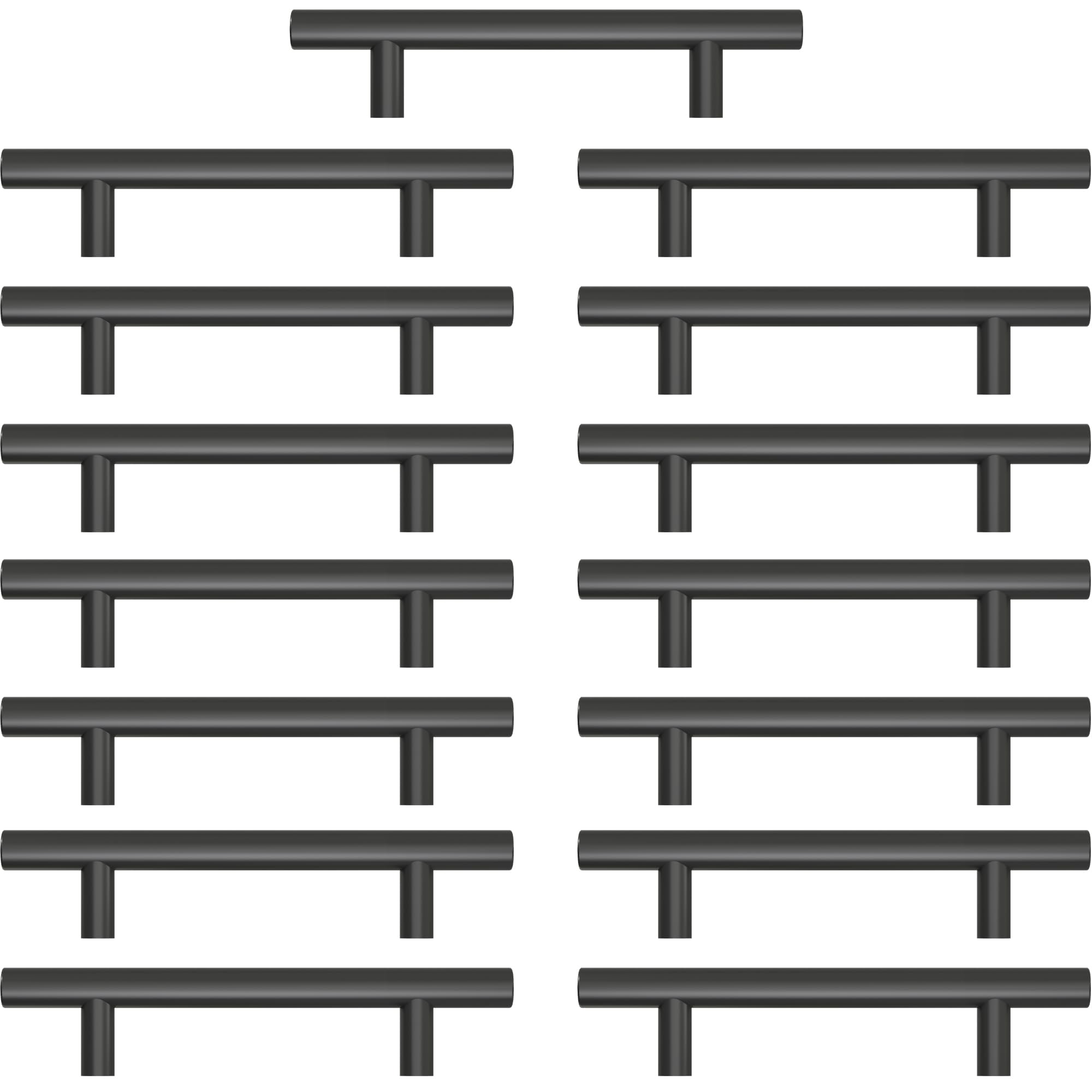 AwmnSrman Kitchen Cupboard Handles Black 15 Pack 96 mm(3,78 inch) Hole Center, Powder Coated Stainless Steel Installation of Holes
