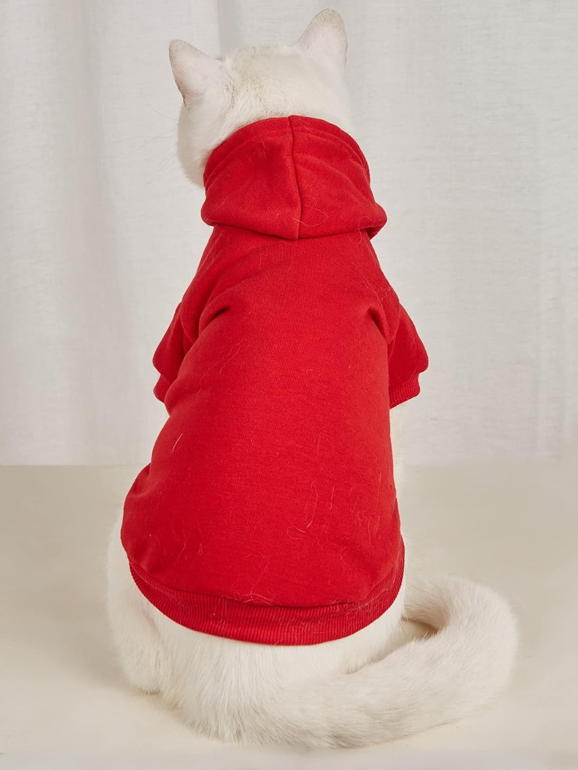 QWINEE Basic Dog Hoodie Sweatshirt Puppy Sweater Warm Cat Costumes Pet Clothes for Chihuahua Puppy Kitten Small Medium Dogs Red X-Large