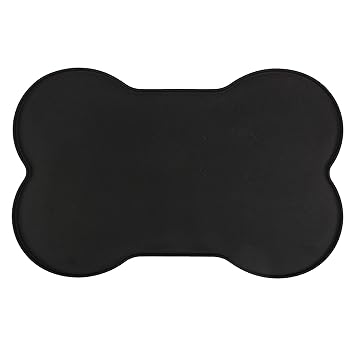 Animax Waterproof Bone Shape Silicone Anti-Skid Pet Food Mat - Black