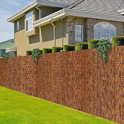 MOOKNAT Natural Reed Fence,6FT X 16.4FT Bamboo Fencing Privacy Reed Screening for Outdoor, Gallery, Restaurant, Hotel, Patio (Brown)