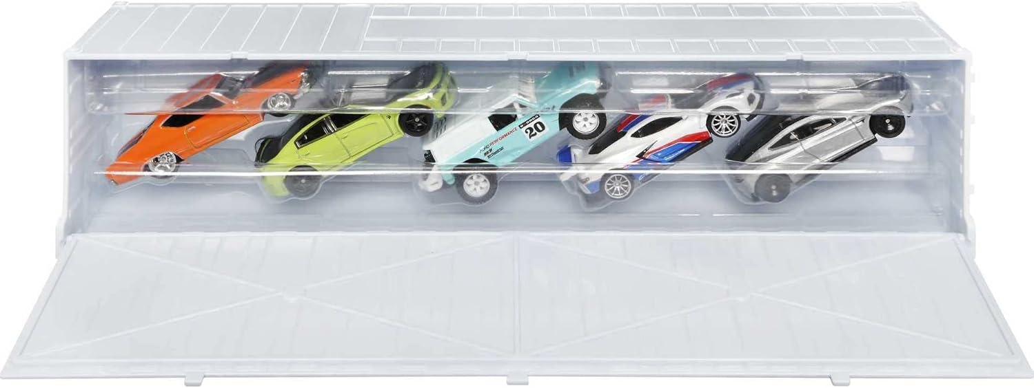 Close-up of a white, blue, and red Hot Wheels Corvette C-8 toy car