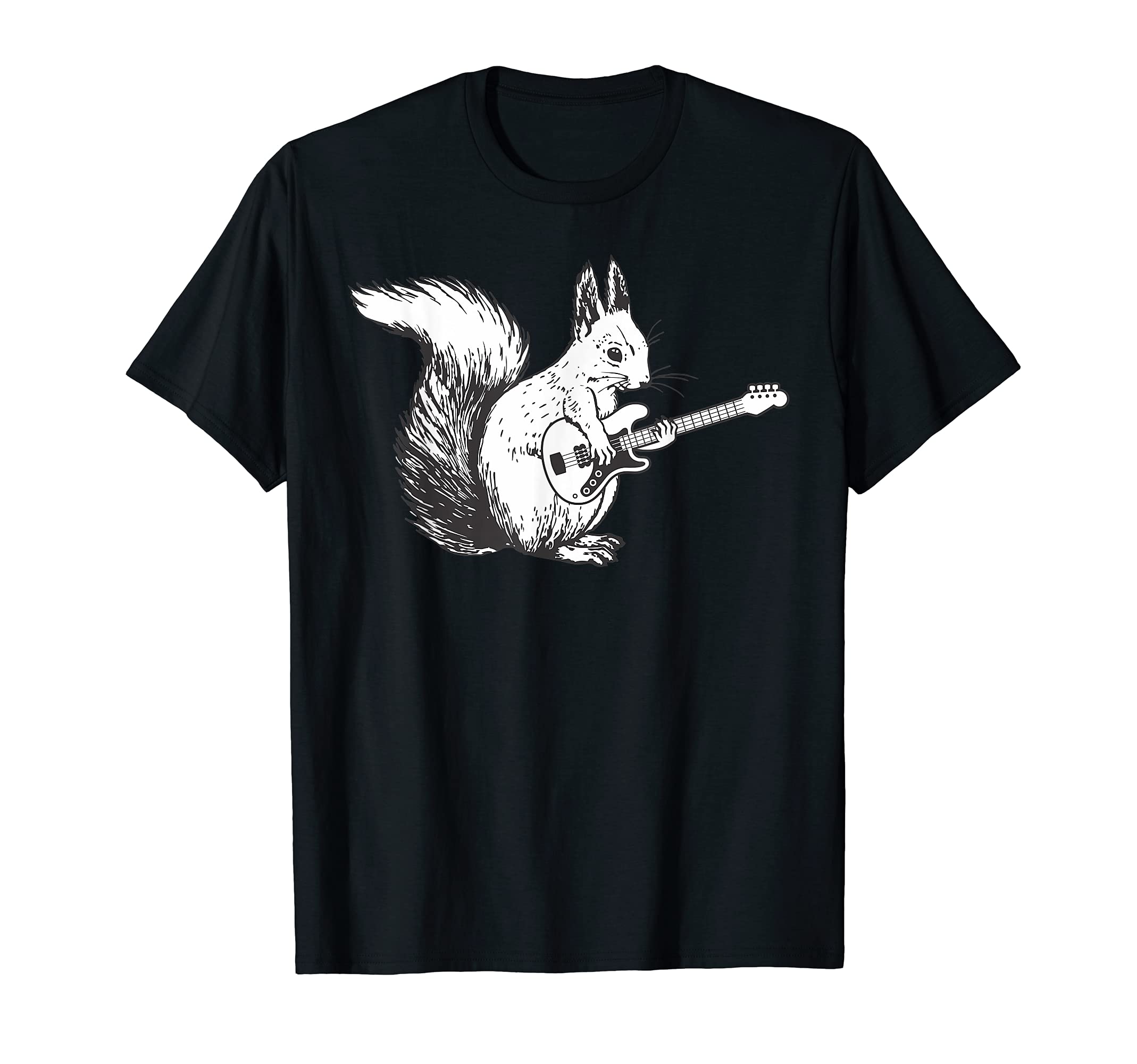 Squirrel Playing Guitar Awesome Guitar Lover T-Shirt, Black