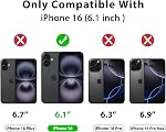 Tobfit for iPhone 16 Military-Grade Drop Protection,Shockproof for iPhone 16 Phone Case,Translucent Matte Anti-Slip Cover,Shockproof Design (Black)