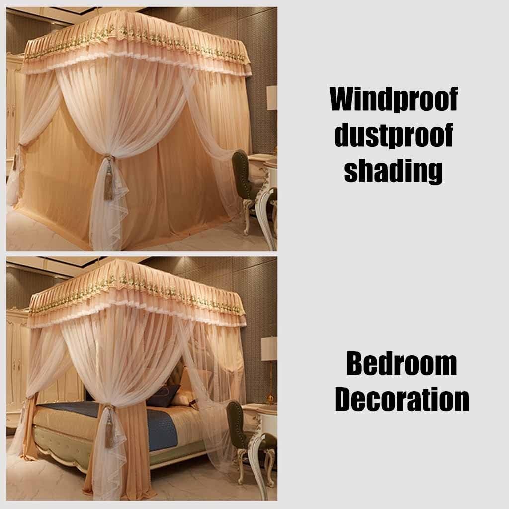 Bed Canopy for Bed, Dustproof & Blackout Bed Frame Drape, Mosquito Net with Metal Bracket for All Seasons