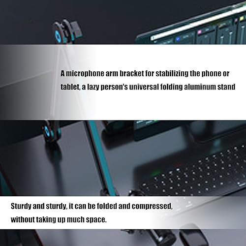 Miniatura 5 de 360 grados giratorio micrófono brazo brazo soporte aluminio construcción para teléfono tableta transmisión en vivo