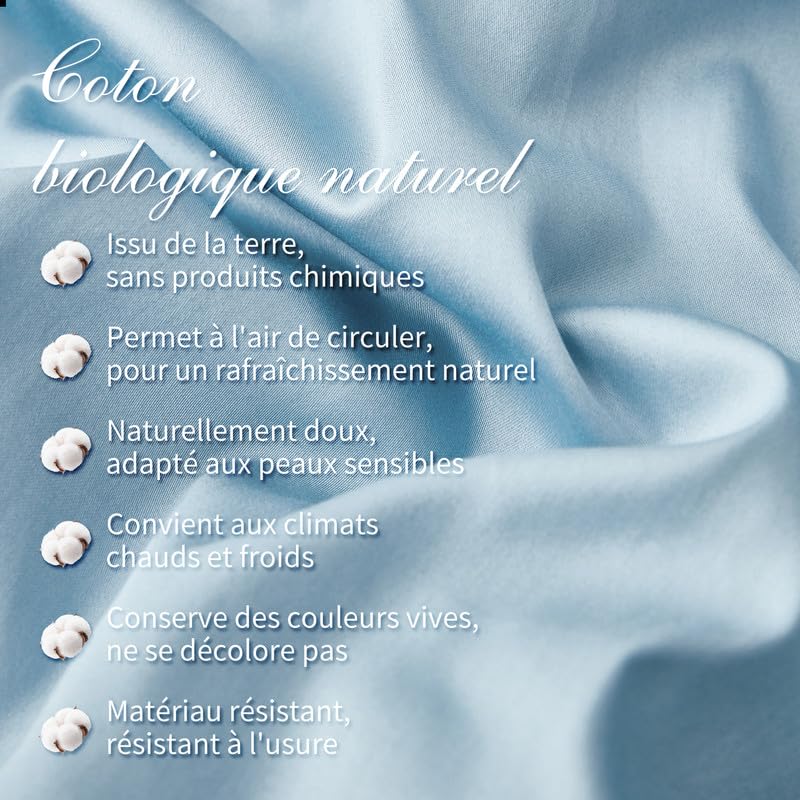 Gezu - Funda nórdica de 200 x 200 cm, satén de algodón, 100 % algodón, seda sedosa, brillante, juego de cama de algodón de fibra larga, ropa de cama con cremallera y 2 fundas de almohada de 65 x 65 cm