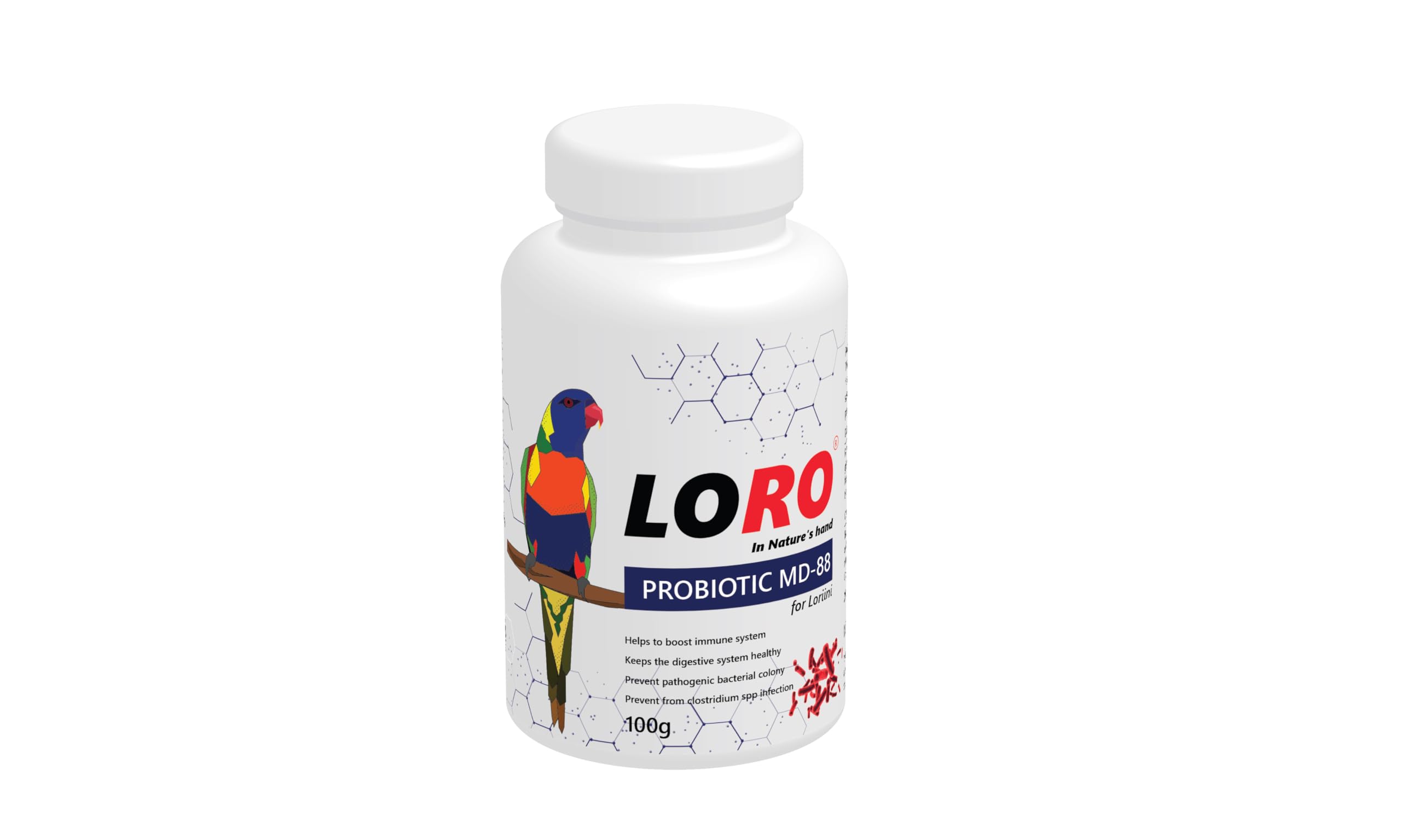 LORO: In Nature's hand Probiotic MD-88: Advanced Probiotic Supplements for Breeding Pet Birds. Boosts Body Weight, Strengthens Immunity, Aids Breeding, and Protects Against Illness for Lory & Lorikeet