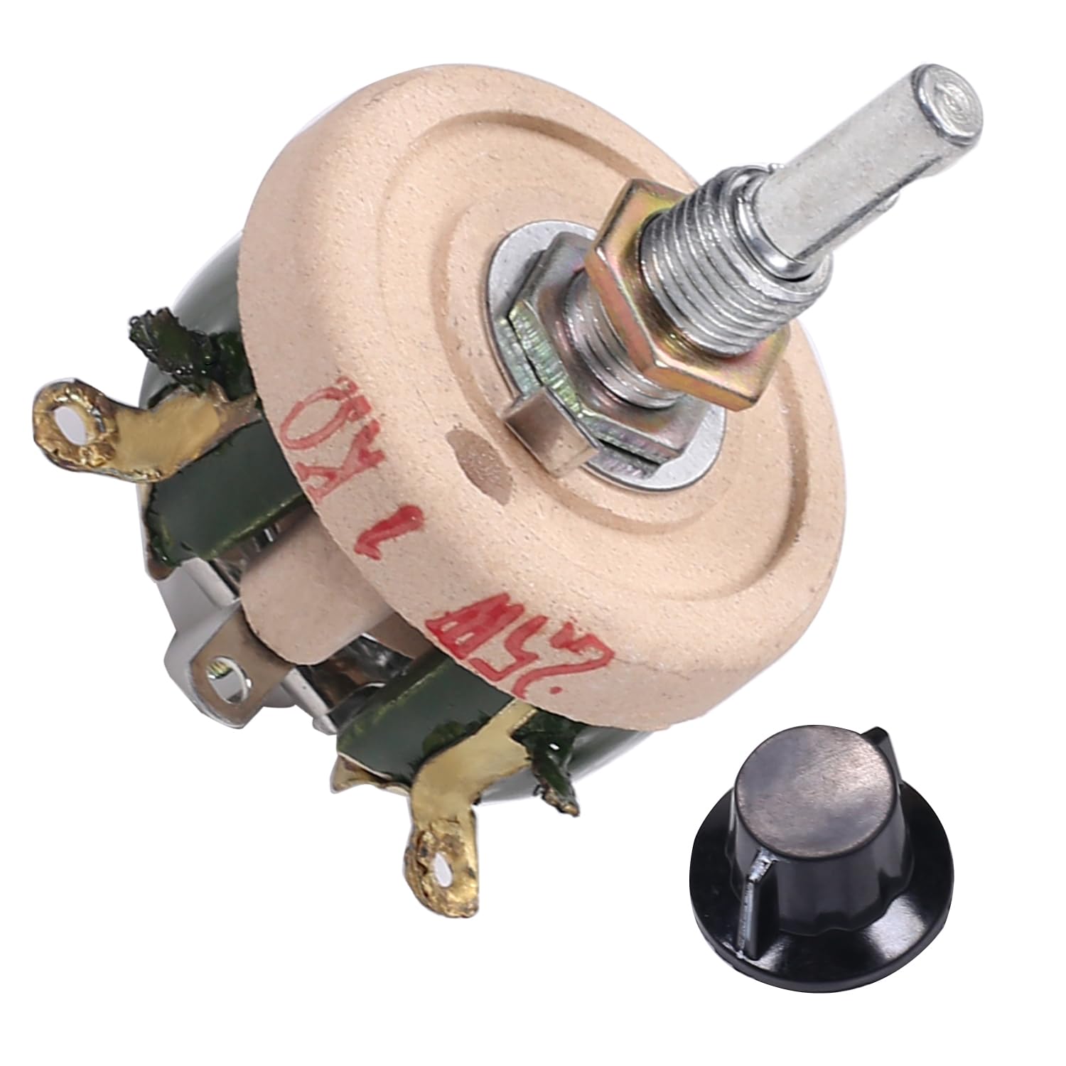 25W 1K Ohm Ceramic Wire Wound Potentiometer Linear Rotary Resistor Rheostat with Knob for Industiral Machinery RPM Adjustment,Aicosineg