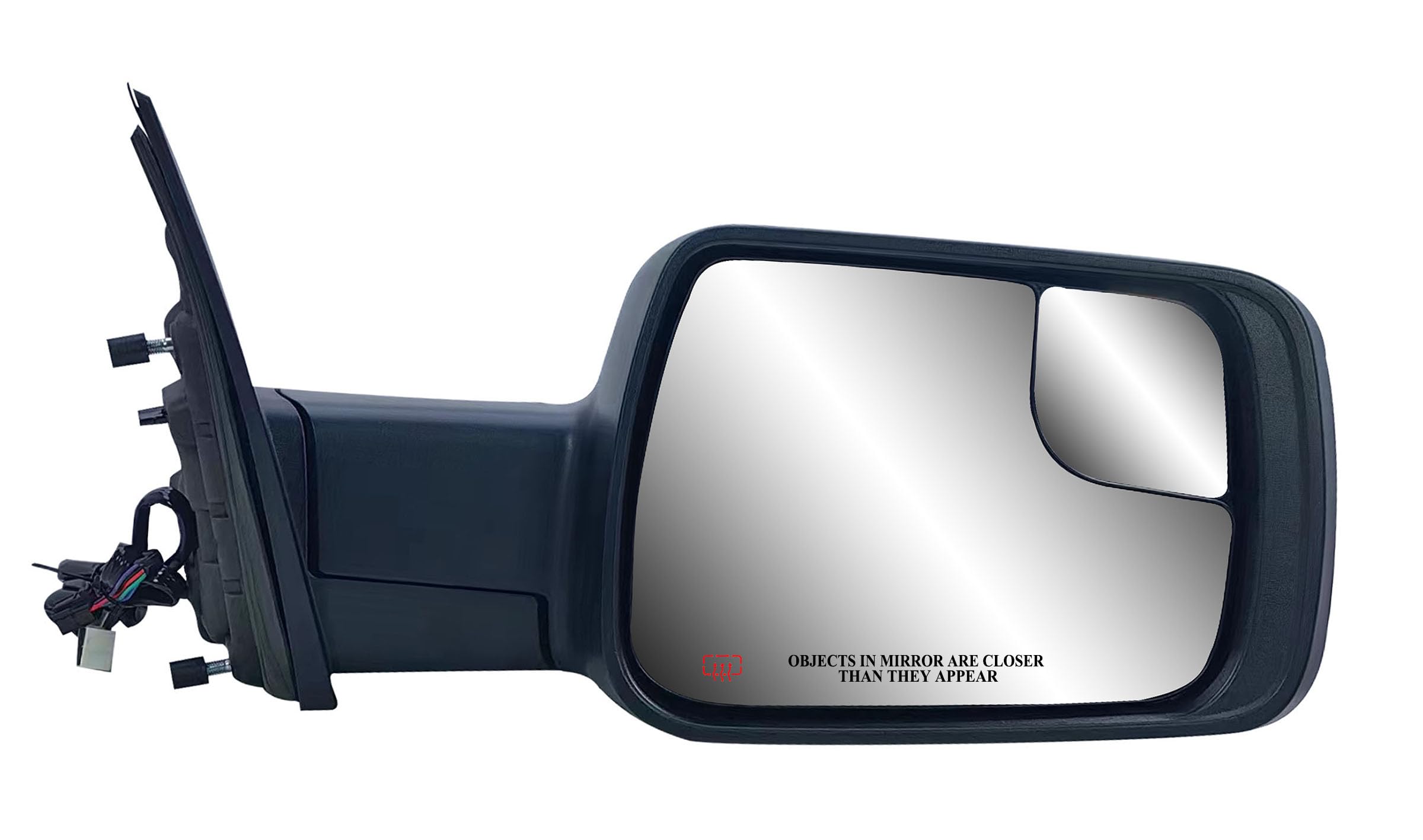 Passenger Right Side Door Mirror Power and Heated with Blind Spot Glass Textured Back Cover for RAM 1500 from 2019 to 2024