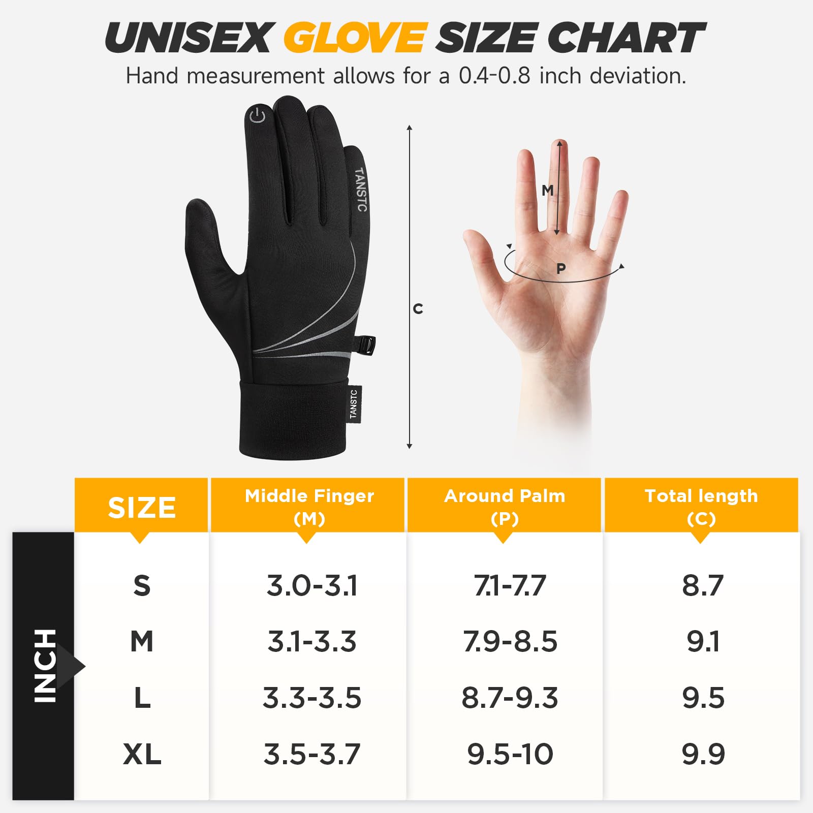 TANSTC Gants Hiver Homme Femme Chauffants, Gants Doublure Thermiques, Gants à Écran Tactile Sportive Antidérapant