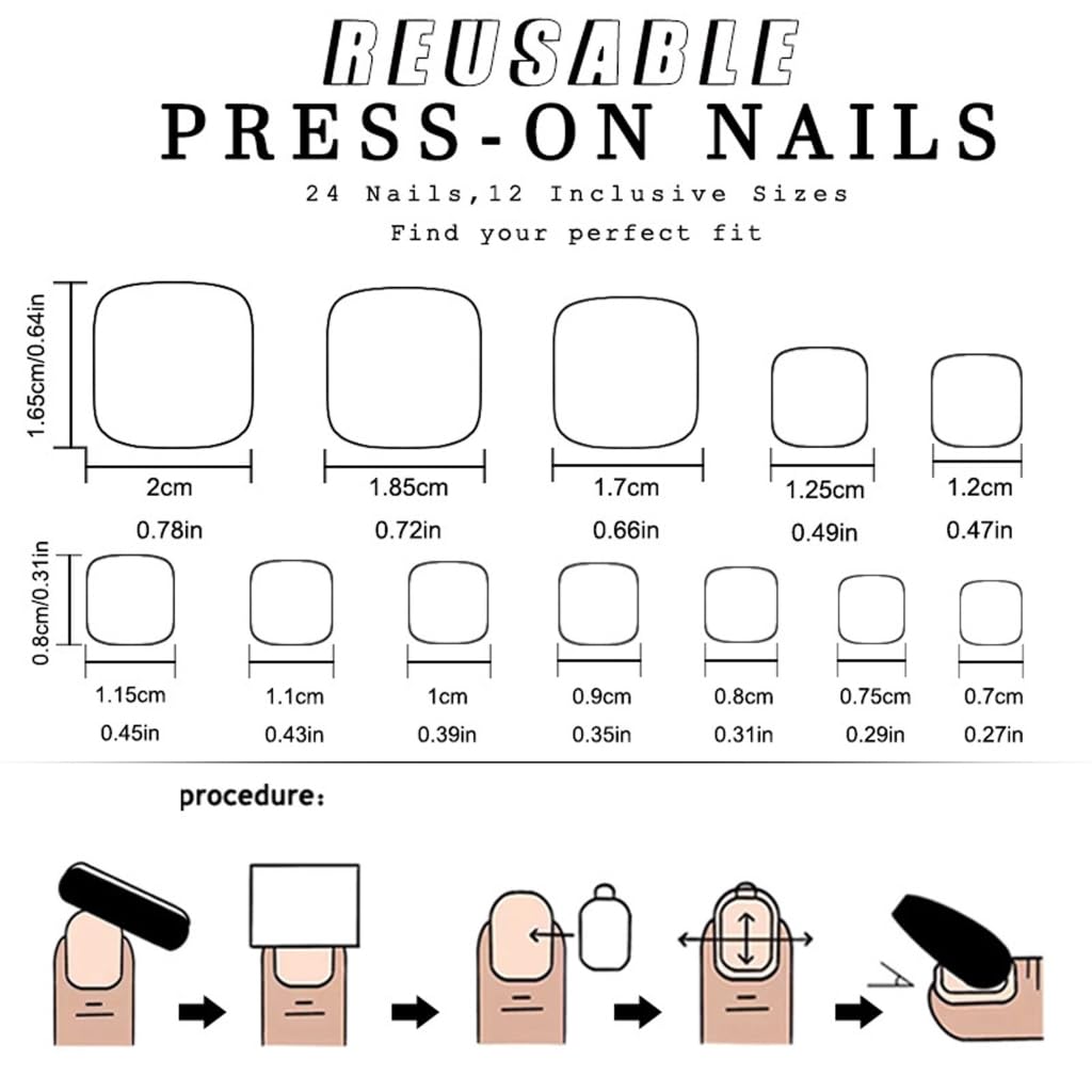 24 Pieces Fashion Press On Toenails Square False Toenail Glossy Short Artificial Nails For Manicure and Professional Us